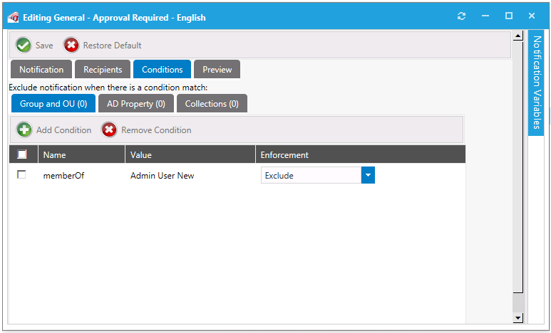 Notification Condition