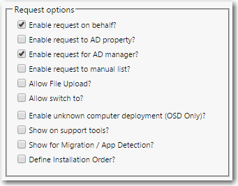 Request Options on General &gt; Global Tab of Catalog Item Properties Dialog Box