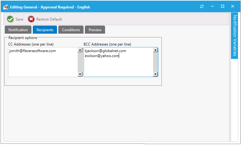 Email Recipient Options
